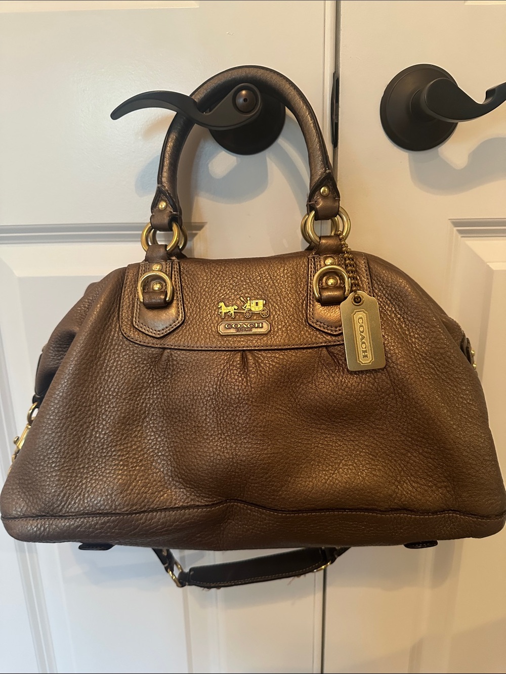 Vintage Coach champagne metallic Madison Sabrina Leather Satchel